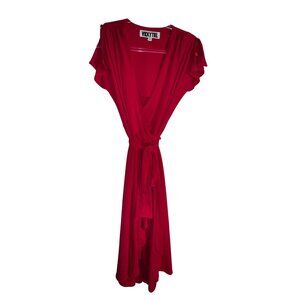 Vicky Tiel Womens Hot Pink Wrap Dress & Shawl‎ Set Size Small Sexy Eighties Glam